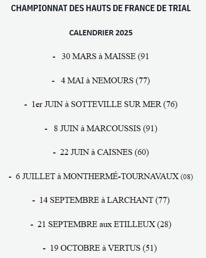 Calendrier hdf 2025